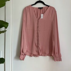 Banana republic pink silk button down blouse